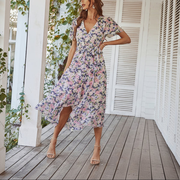 Blossom Breeze Wrap Midi Dress