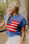 American Flag Open-Knit Cropped Vest