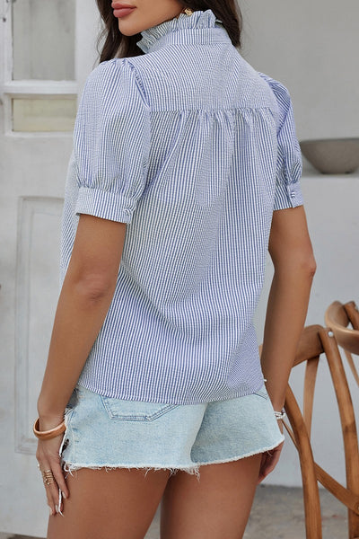 Ruffle Charm Seersucker Blouse
