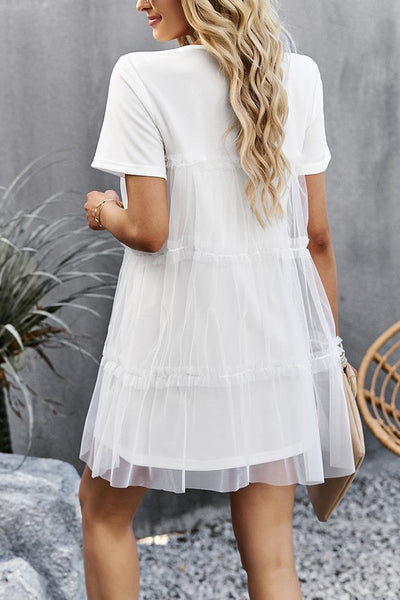 Ethereal Charm Mesh Tiered Dress