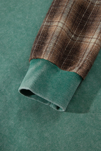 Pine Grove Plaid-Sleeve Cotton Hoodie — supplier product-only image