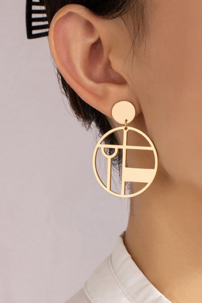 Geo shape metal cut out drop earrings