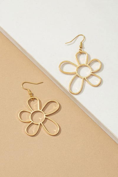 Cutout daisy flower drop earrings
