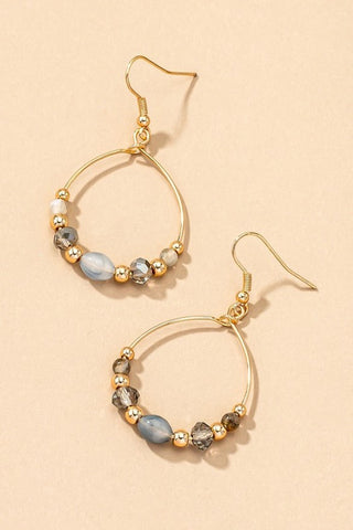 Beaded teardrop shape wire hoop earrings | Accessories | accessories, beads, coral, drop earrings, earrings, gold, ornate, very carrot | Very Carrot