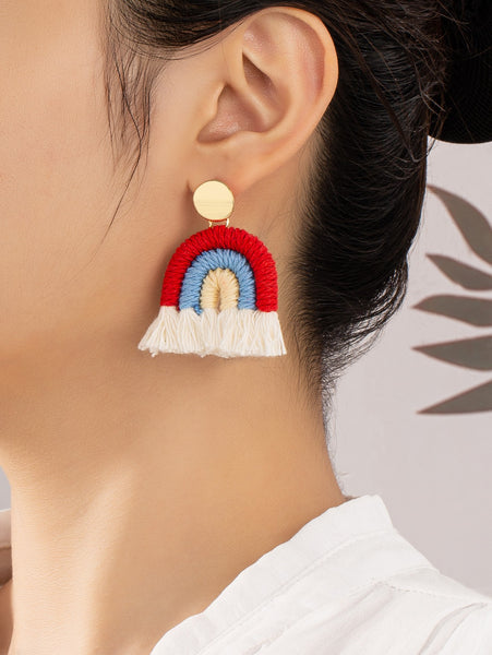 Boho Braided Arch Tassel Earrings