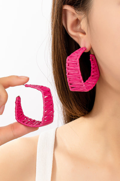 Raffia Square Hoop Earrings