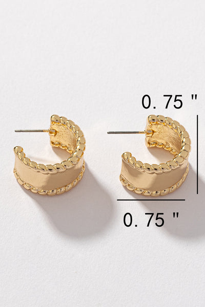 Textured Edge Wide Huggie Hoops