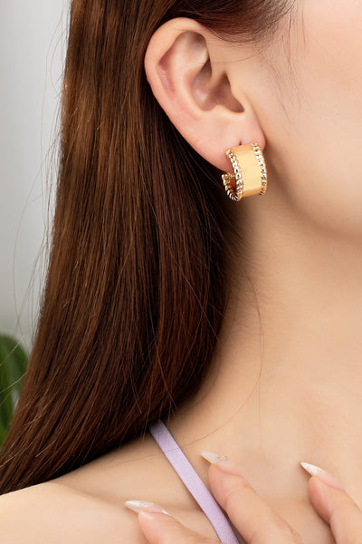 Textured Edge Wide Huggie Hoops