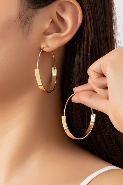 Flat half circle hoop earrings