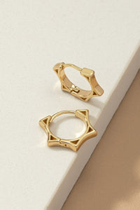 Brass star huggie hoop earrings