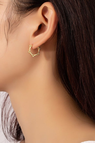 Brass star huggie hoop earrings