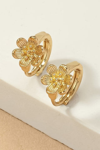 Mini flower huggie hoop earrings