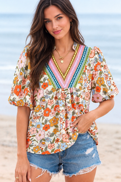 Meadow Embroidered Peasant Blouse