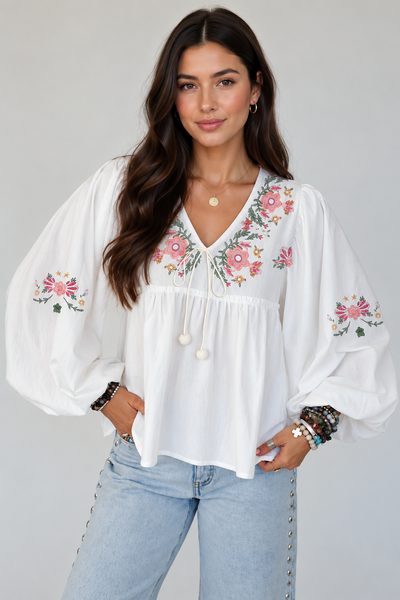 Wildflower Whimsy Peasant Top