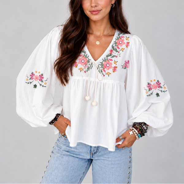 Wildflower Whimsy Peasant Top