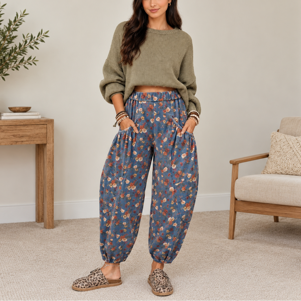 Autumn Bloom Barrel Leg Pants