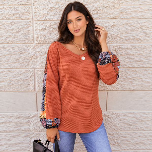 Autumn Bloom Waffle Top