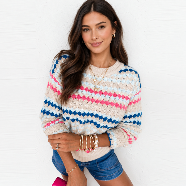 Sunset Coast Striped Knit Sweater