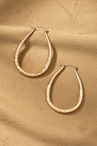 Textured brass teardrop earrings