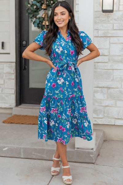 Petal Tide Tiered Midi Dress