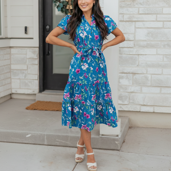 Petal Tide Tiered Midi Dress