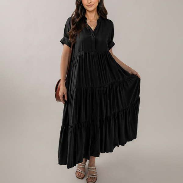 Midnight Grace Tiered Midi Dress