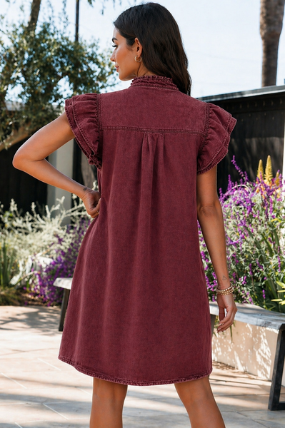 Crimson Romance Ruffle Dress