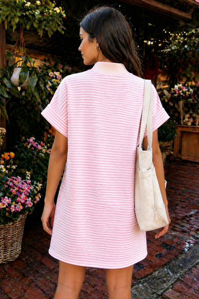Blush Harbor Stripe T-Shirt Dress