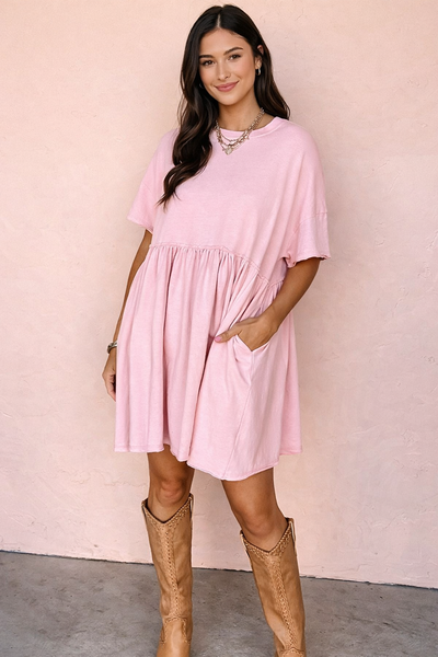 Sweet Pink Babydoll Mini Dress