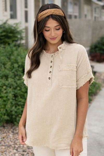 Sun-Kissed Gauze Pocket Top