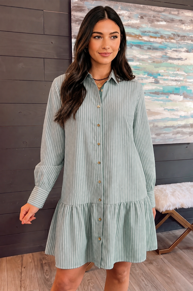 Willow Lane Striped Shirt Dress