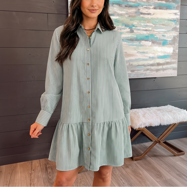 Willow Lane Striped Shirt Dress