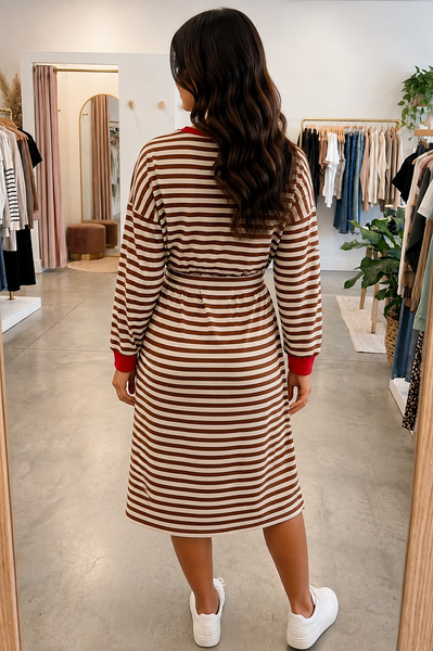 Cocoa & Cherry Striped Tie-Waist Dress