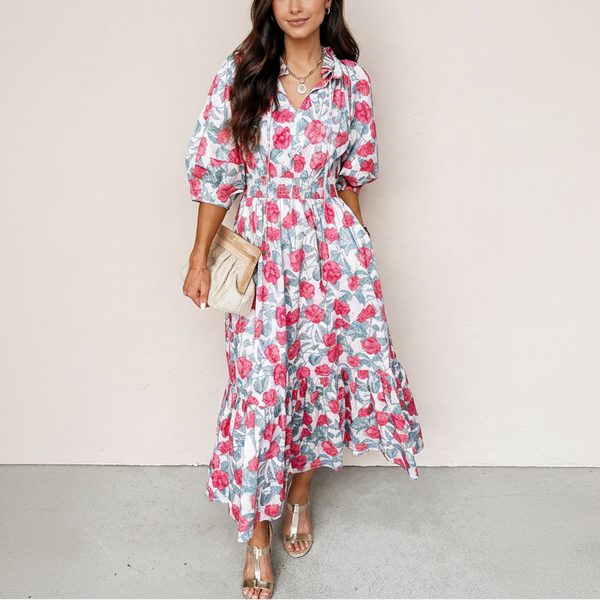 Rosalie Bloom Smocked Midi Dress