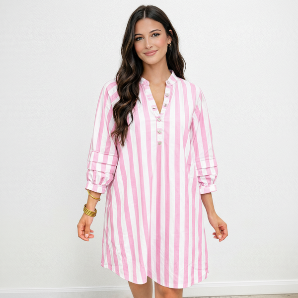 Candy Stripe Ruffle Mini Dress