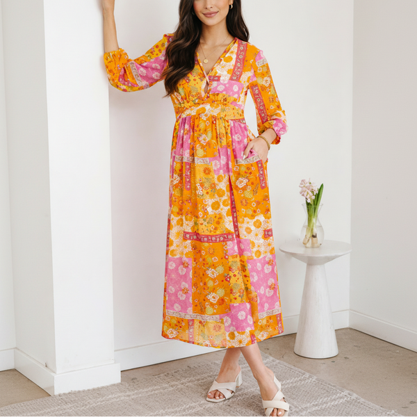 Sunset Patchwork Maxi Dress