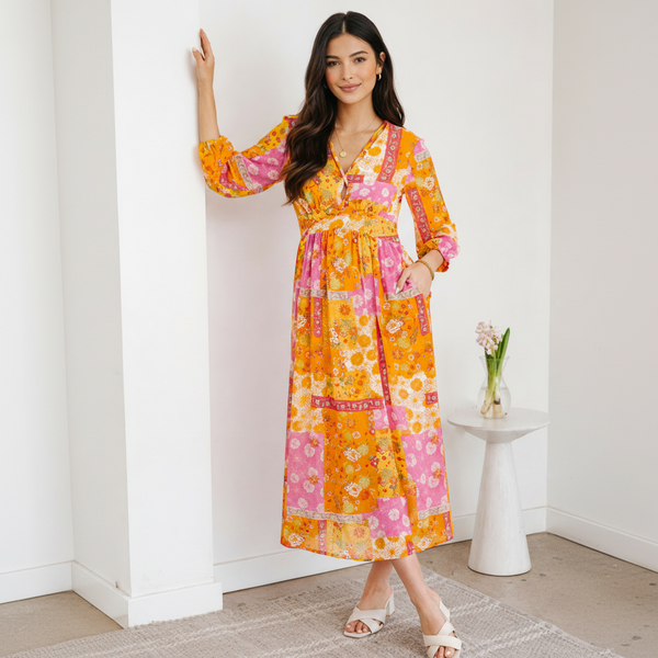 Sunset Patchwork Maxi Dress