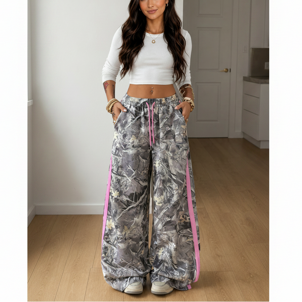 Pink Trail Camo Wide Leg Pants