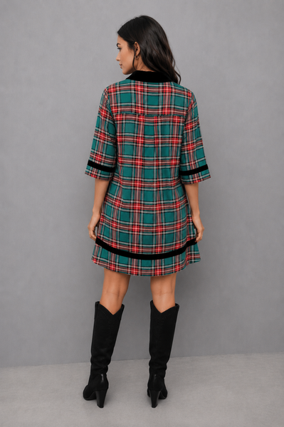 Holiday Hearth Plaid Shift Dress