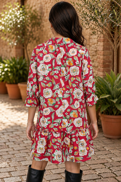Harvest Bloom Ruffle Mini Dress