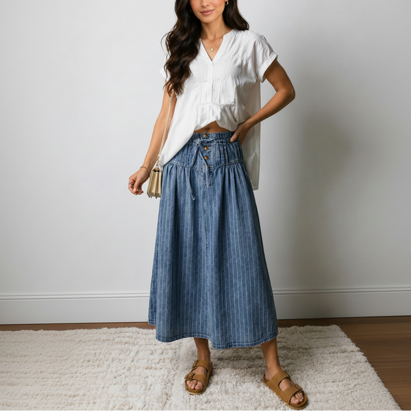 Bluebell Breeze Denim Midi Skirt