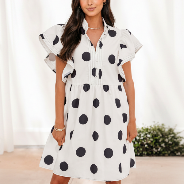 Midnight Dot Charm Mini Dress