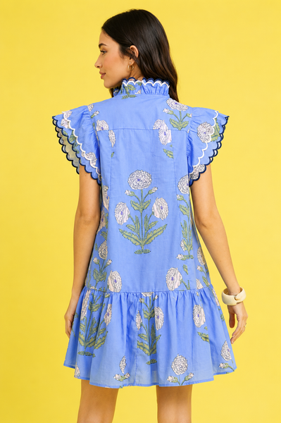 Bluebell Scallop Breeze Mini Dress