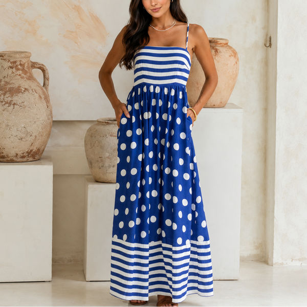 Santorini Seaside Charm Maxi Dress