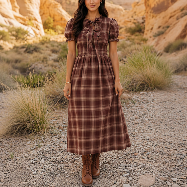 Canyon Rose Plaid Maxi Dress