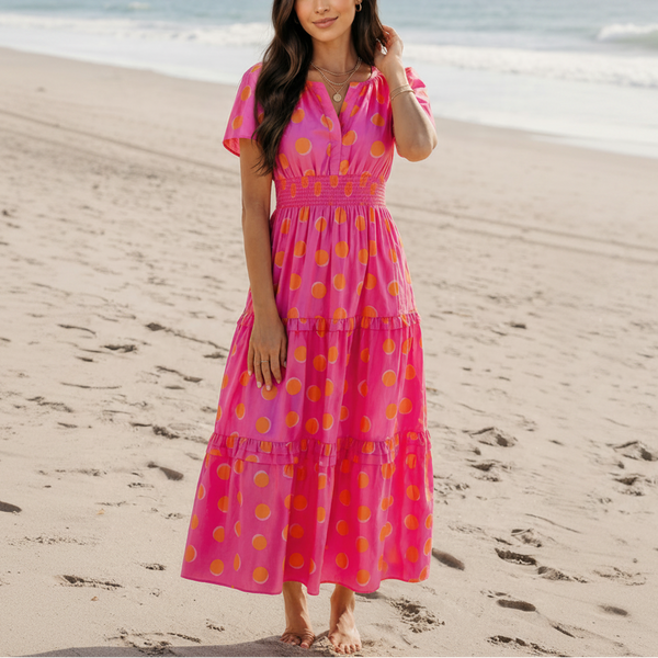 Pink Lemonade Polka Dot Midi Dress Pink / Small (2-4)