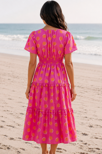 Pink Lemonade Polka Dot Midi Dress