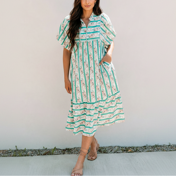 Seaside Heirloom Puff Sleeve Midi Dress