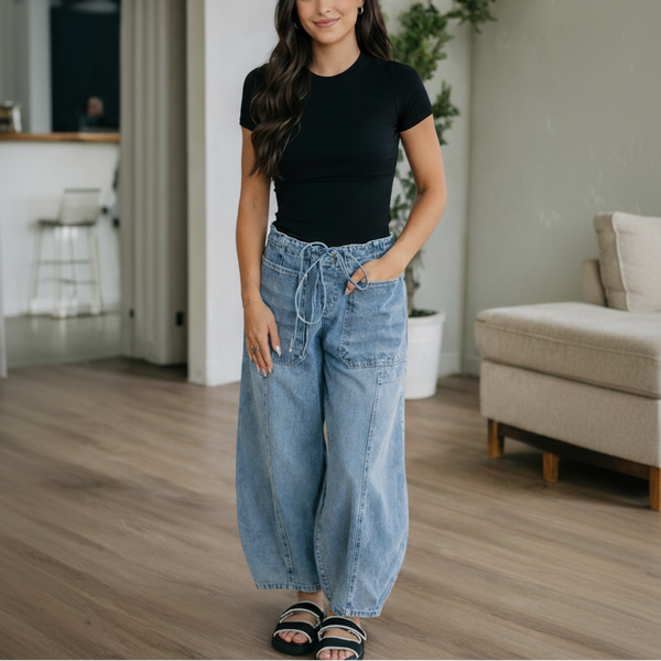Breeze Cargo Denim Barrel Pants