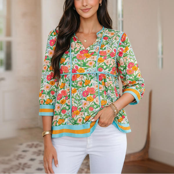 Meadow Glow Tie-Front Blouse